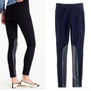 J.Crew Black Pixie Jodhpurs  Leather Panels Work Equestrian Leggings Pants 4